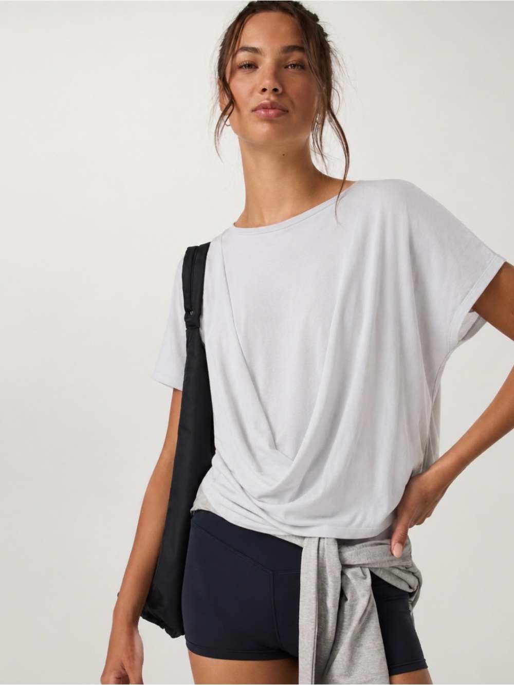 Athleta White Short Sleeve Tee Bunched Soft XS